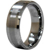 Kellan Tungsten Carbide Ring With Thin Brushed Center and High Polished Beveled Edges 8mm