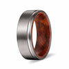 KENAZ Men’s Grooved Tungsten Wedding Ring Brished w/ Snake Wood Sleeve - 8MM