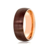 KENZO Brown Domed Brushed Tungsten Carbide Ring w/ Rose Gold Inlay - 8mm