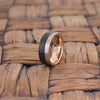 KONDO Half Faceted Tungsten Band with Off Set Rose Gold Groove Silver Brushed 8mm
