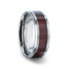 LARGO Red Wood Inlaid Flat Titanium Polished Finish Men’s Wedding Ring - 8mm