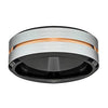 Luca Mens Rose Gold Groove Tungsten Wedding Band With Black Inside- 6mm