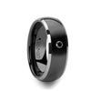 MAKAO Black Ceramic Ring With Polished Tungsten Edges & Diamond Setting - 8mm