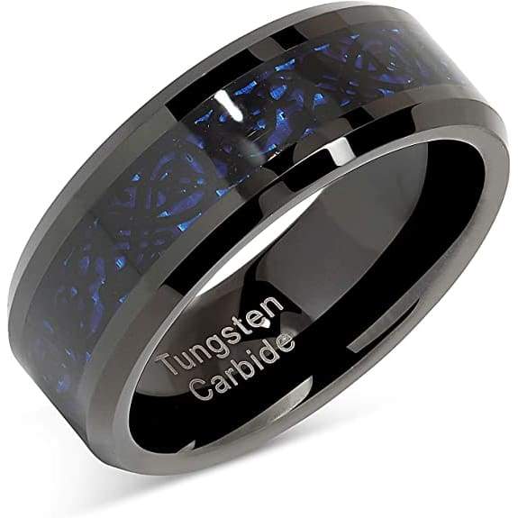 Black tungsten ring store blue sapphire