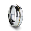 MARCIUS Braided 14k Gold Inlay Domed Tungsten Wedding Ring - 6mm & 8mm