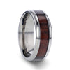 MARION Beveled Men’s Titanium Wedding Ring With Rosewood Inlay - 8mm