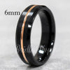 Maxime Black Tungsten Carbide Ring W/ Grooved Rose Gold Inlay and Beveled Edges 6mm & 8mm