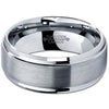 Men’s Beveled Tungsten Wedding Band Comfort Fit with Stepped Edges - 8mm