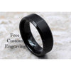 Men’s Black Tungsten Carbide Ring With Brushed Finish and Beveled Edges - 6mm & 8mm