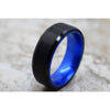 Men’s Black Tungsten Carbide Ring With Royal Blue Anodized Aluminum Inner Band 8mm