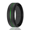 Corato Men’s Black Tungsten Carbide Wedding Ring – 6mm Width, Matte Finish, Blue Beveled Edges, Sizes 7-12