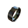 Men’s Black Tungsten Ring w/ Brushed Finish and High Polished Beveled Edges 6mm & 8mm