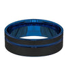 Men’s Black Tungsten Wedding Band With Blue Groove and Inside - 8 mm