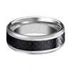 Mens Carbide Tungsten Wedding Ring High Polish with Black Carbon Fiber Inlay - 6mm & 8mm