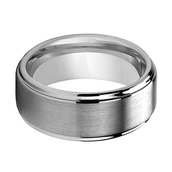 Men's Tungsten Ring, Tungsten Ring, Men's Tungsten Band, Tungsten buy Wedding Ring, Men's Ring, Tungsten, Stepped Edges Slanted, Silver Ring