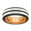 Men’s Domed Double Grooved Tungsten Wedding Band With Rose Gold Inlay - 8mm