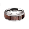 Men’s Exotic Redwood Inlaid Tungsten Carbide Ring W/ High Polished Edges - 8mm
