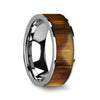 Men’s Flat Tungsten Carbide Ring With Real Olive Wood Inlay 8mm