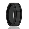Men’s Multiple Grooved Black Tungsten Carbide Ring With Brushed Center 8mm