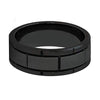 Men’s Multiple Grooved Black Tungsten Carbide Ring With Brushed Center 8mm