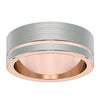 Men’s Silver & Rose Gold Flat Tungsten Wedding Ring With Brushed Center - 8mm