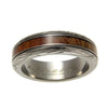 Mens Titanium Scroll Wedding Band Genuine Inlay Hawaiian Koa Wood Ring - 6mm