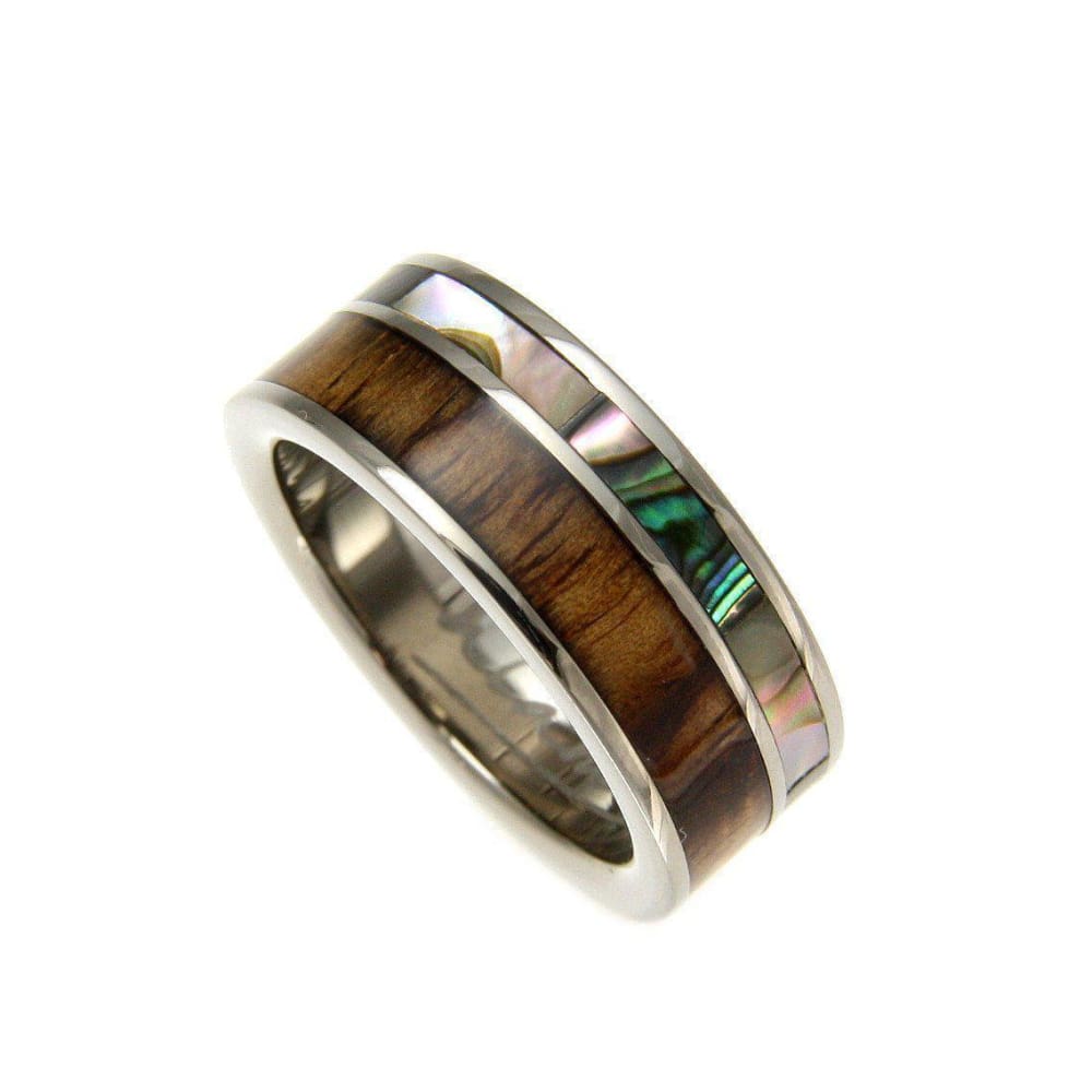Women's Hawaiian Thin Koa Wood Wedding Ring - Komo Koa Jewelry – Woodsman