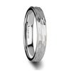 PAULA Womens White Tungsten Ring With Raised Hammered Finish Center - 4mm
