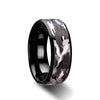 Polished Finish Beveled Tungsten Wedding Ring Black and Gray Camo - 8mm