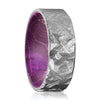 Pullman Flat Hammered Titanium Ring with Purple Wood Sleeve Inlay - 8mm