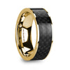 Qeshaun 14k Yellow Gold Men’s Wedding Ring with Black Carbon Fiber Inlay Polished - 8mm