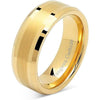 Revere 14k Gold Plated Beveled Tungsten Carbide Ring Brushed Center - 8mm