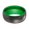 Richland Black Damascus Ring with Acid Green Plated Inside - 8mm