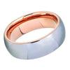 Round Tungsten Wedding Ring With High Polished Center & Rose Gold IP Inside - 8mm
