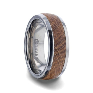 Rhianu Men's Titanium Wedding Band Made From Genuine Whiskey Barrel Wood - 8mm - 6.5 / Titanium