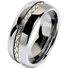 Truro Silver Rope Inlay Domed Men’s Tungsten Carbide Wedding Band - 8mm