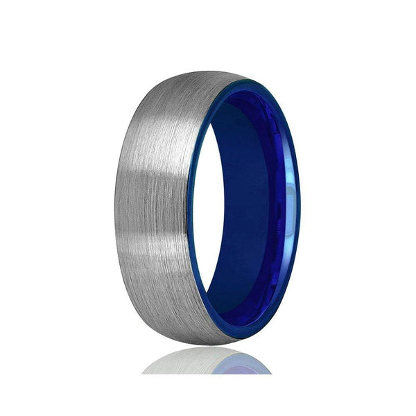 Gunmetal Wedding Ring,Blue Wedding Band,Tungsten Carbide Ring,Unique Wedding Ring,Tungsten Carbide Ring,Man & Woman,Comfort Fit 2024 Ring,Brush