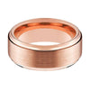 Tungsten Wedding Ring With Rose Gold Inlaid Brushed Center & Stepped Edges - 6mm