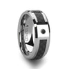 VIDEL Tungsten Ring With Black Carbon Fiber Inlay & Diamond Setting - 8mm