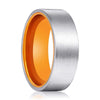 Welch Flat Brushed Men’s Tungsten Carbide Wedding Band Orange Inner - 8mm