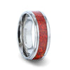 WESTPORT Titanium Men’s Ring With Beveled Edges And Red Opal Inlay - 8mm