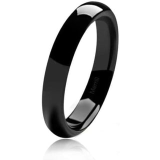 Maemi Woman's Classic Dome Black Polished Tungsten Carbide Ring - 4mm - 5.5 / Black