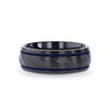 ZION Black Titanium Diagonal Pattern Wedding Ring Blue Milgrain Grooves – 8mm